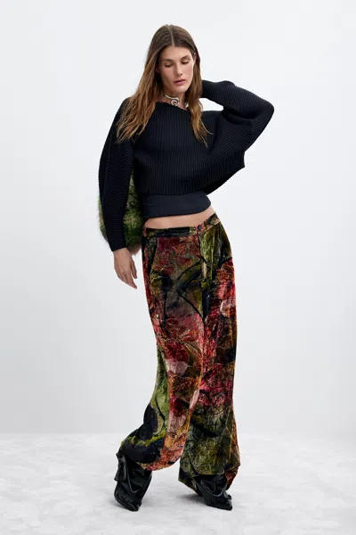 Desigual Long Velvet Trousers M. C. Lacroix In Brown