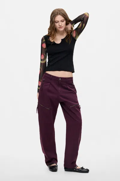 Desigual Long Zipper Trousers In Purple