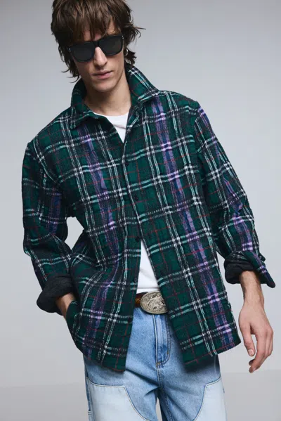 Desigual Long-sleeve Check Overshirt In Multi