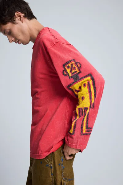 Desigual Long-sleeve Cotton T-shirt In Red
