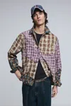 Desigual Long-sleeved Checked Patch Shirt In Multi