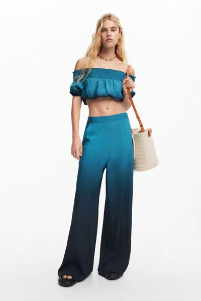 Desigual Loose Gradient Trousers In Green