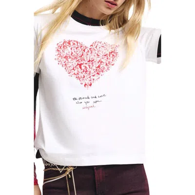 Desigual Love Graphic T-shirt In White