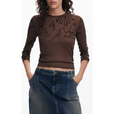 Desigual Love Long Sleeve Graphic T-shirt In Black