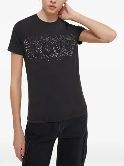 Desigual Love-embellished T-shirt In Black