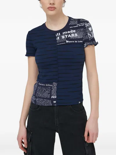Desigual Low Printed Striped T-shirt In Multi