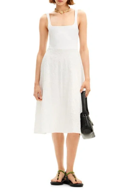 Desigual Luka Jacquard Skirt Midi Dress In White