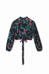 DESIGUAL M. CHRISTIAN LACROIX CROPPED FLORAL BLOUSE