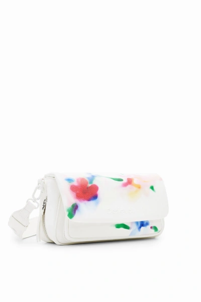 Desigual M Watercolour Floral Crossbody Bag In White