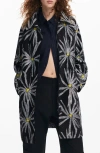 Desigual Marga Daisy Graphic Coat In Black