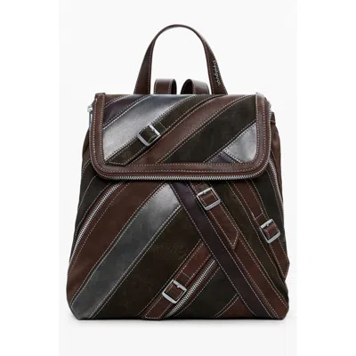 Desigual Marrone Poliuretano Women Backpack In Multi