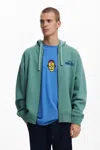 Desigual Men's Marvel Zip-up Sweatshirt In Green