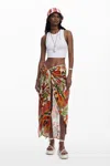 Desigual トロピカルサロンラップスカート In Material Finishes