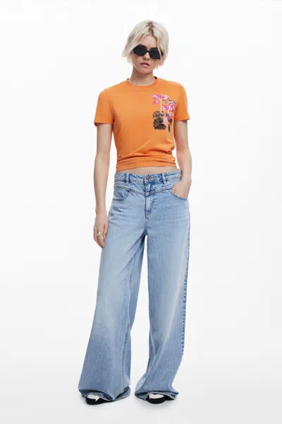 Desigual M.c.lacroix Flower T-shirt In Orange