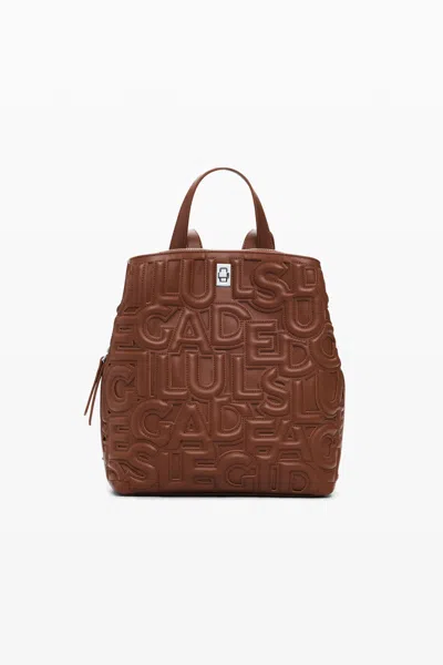 Desigual Medium Backpack With Perforated Letters In Brown
