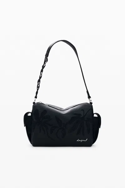 Desigual Medium Bag Embroidered Charms In Black
