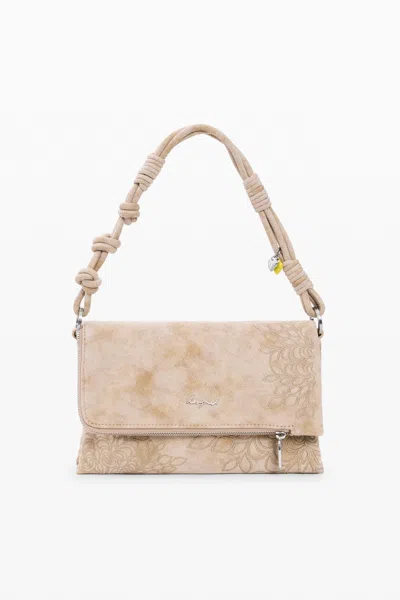 Desigual Medium Bag With Embroidered Flap In Yellow