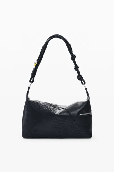 Desigual Medium Bag With Embroidery In Black