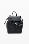 Desigual Medium Braided Backpack In Black