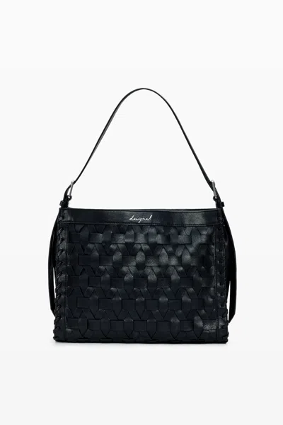 Desigual Medium Braided Bag In Black