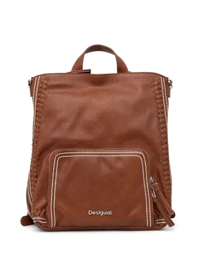 Desigual Medium Braided-trim Backpack In Red