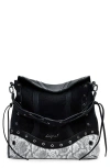 Desigual Medium Convertible Snakeskin Print Backpack In Black