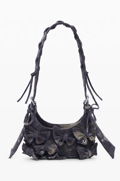 Desigual Medium Cotton Bow Bag In Gray