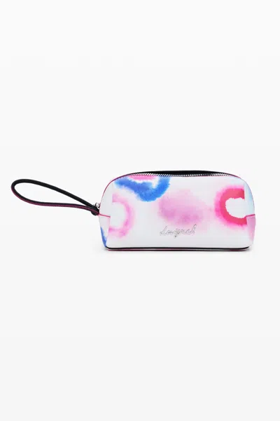 Desigual Medium Elongated Tie-dye Toiletry Bag In Pink