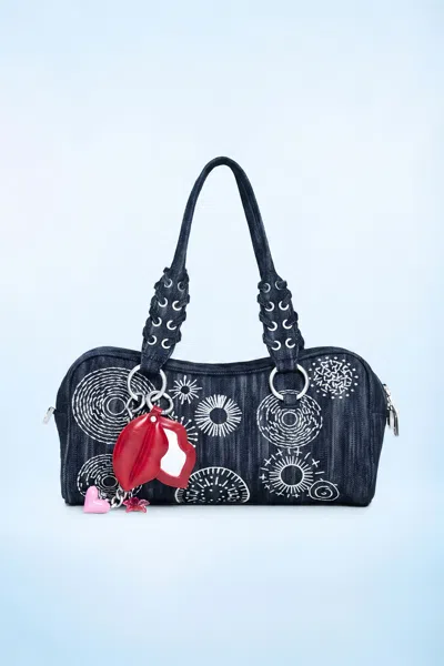Desigual Medium Embroidered Bag In Blue