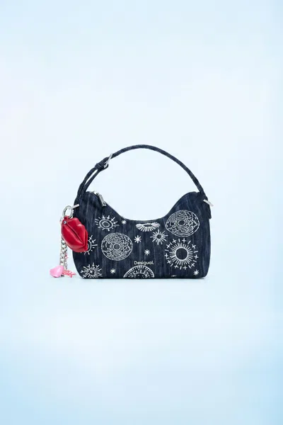Desigual Medium Embroidered Bag In Blue