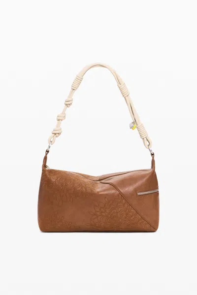 Desigual Medium Embroidered Bag In Brown