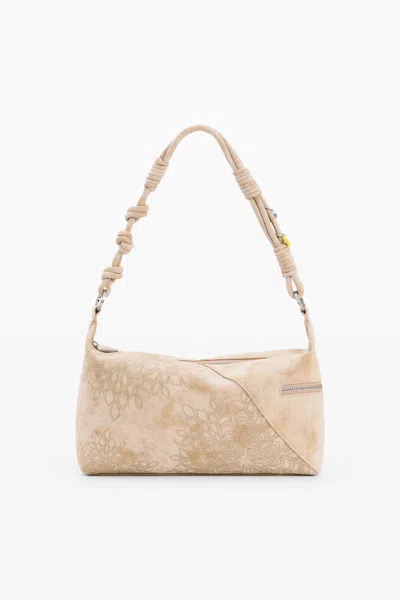Desigual Medium Embroidered Bag In Neutral