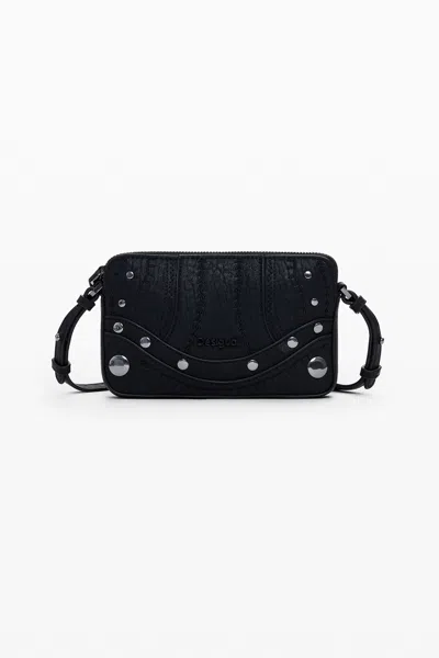 Desigual Medium Embroidered Convertible Wallet In Black