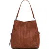 Desigual Medium Embroidered Faux Leather Handbag In Camel