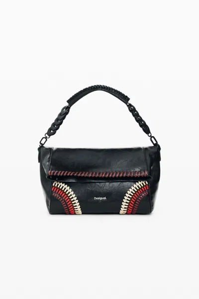 Desigual Medium Faux Leather Bag In Black