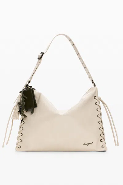 Desigual Medium Faux Leather Shoulder Bag In Neutral