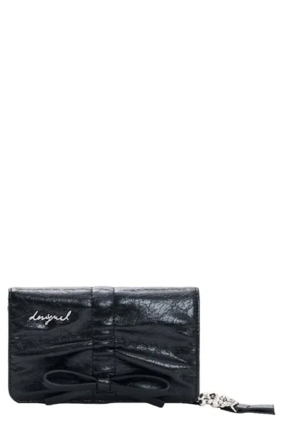 Desigual Medium Faux Leather Bifold Wallet In Black
