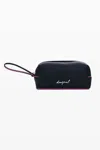 Desigual Medium Faux Leather Effect Toiletry Bag With Stitching In Black