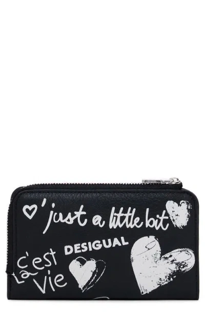 Desigual Medium Faux Leather Wallet In Black