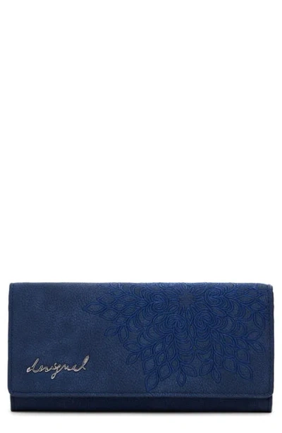 Desigual Medium Faux Leather Wallet In Blue