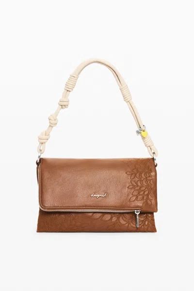 Desigual Medium Logo Charm Bag In Brown