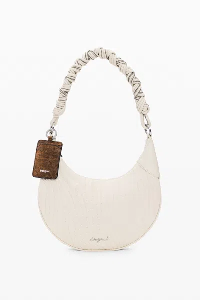Desigual Medium Oval Bag With Embossing In White