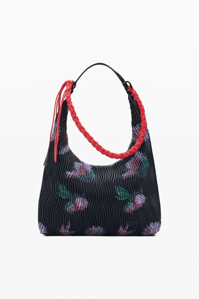 Desigual Medium Oval Textured Bag In Black