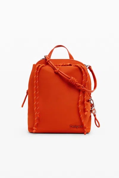 Desigual Medium Padded Sack Backpack In Orange