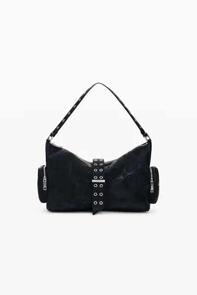 Desigual Medium Perforated Bag In Black