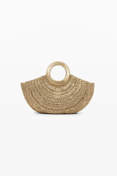 Desigual Medium Raffia Hoop Bag In Brown