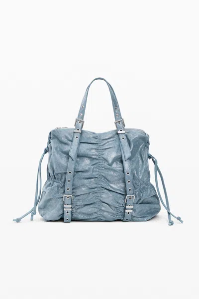 Desigual Medium Ruched Denim Backpack In Blue