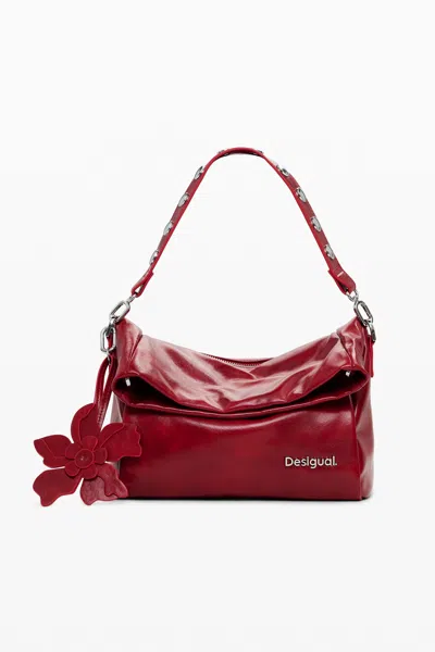Desigual Medium Shiny Flap Bag In Red