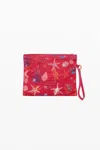 Desigual Medium Star Texture Wallet In Red