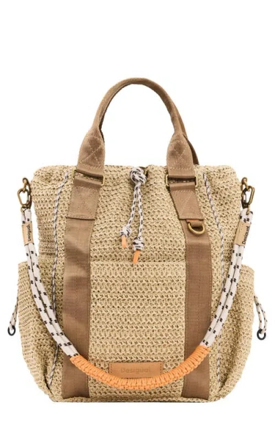 Desigual Medium Voyager Raffia Backpack In Brown